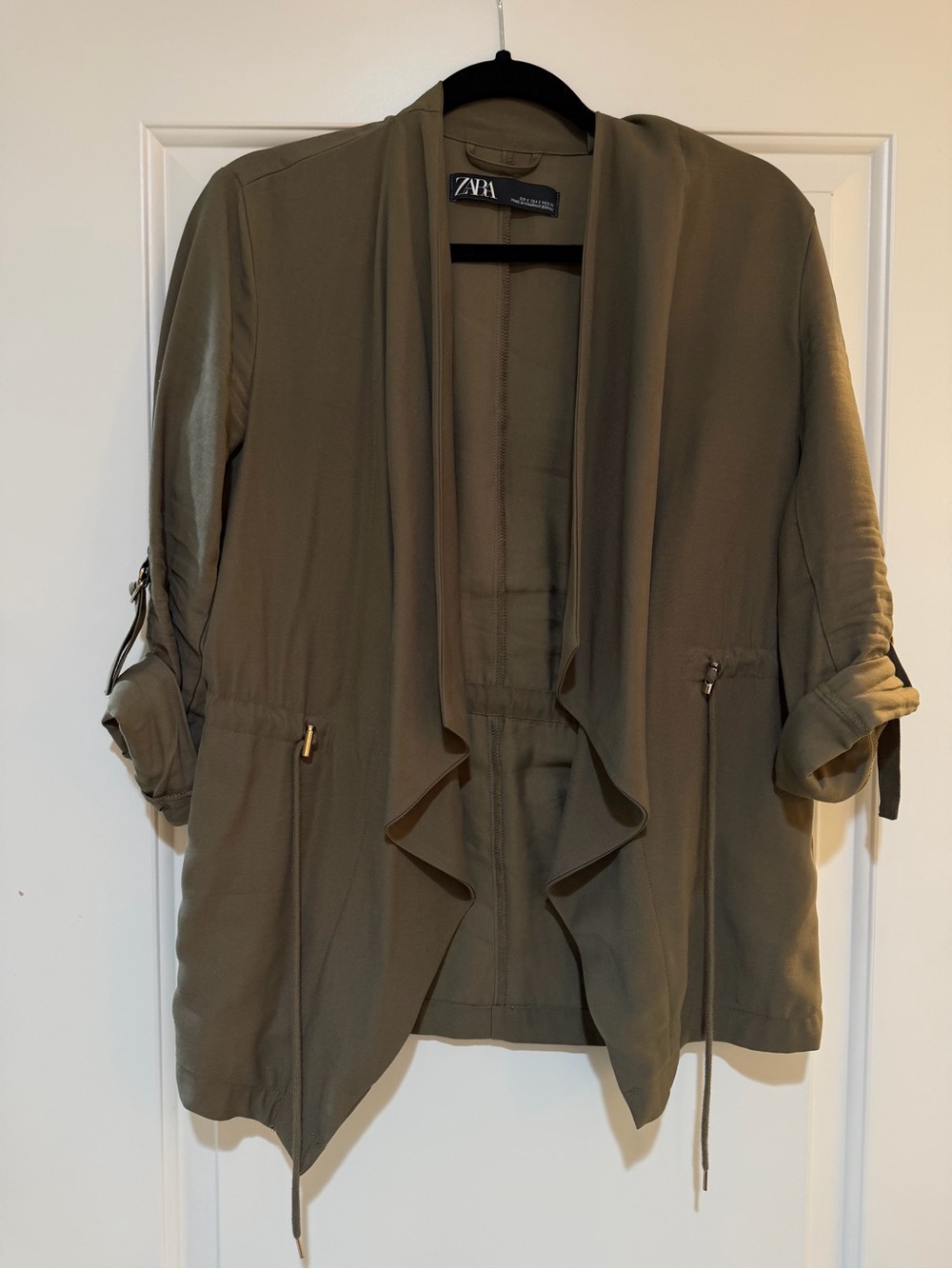 ZARA Olive-Tone Utility Draped Jacket